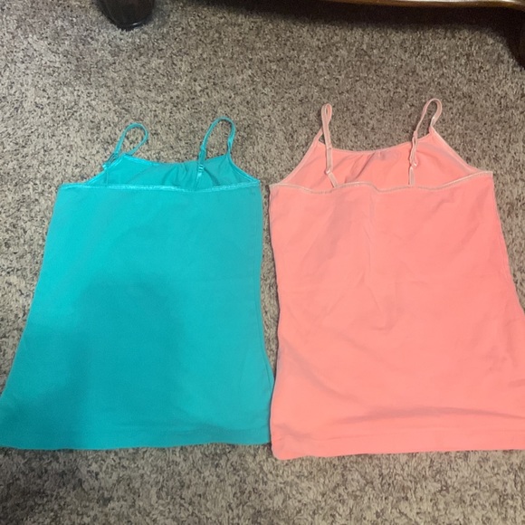 Bundle of 2 girls Cherokee adjustable spaghetti strap tanks cantaloupe & teal - Picture 3 of 10